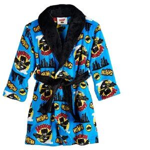 Toddler Boys Justice League Batman Belted Fleece Robe Bathrobe Size 3T NEW
